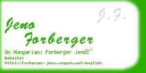 jeno forberger business card